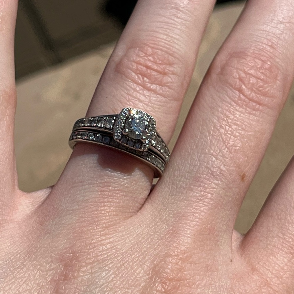 Princess Cut Wedding Band And Wedding Ring Soldered T… Gem